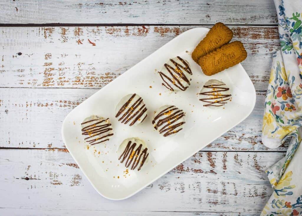 Top view of Biscoff Cookie Butter Cake Balls.