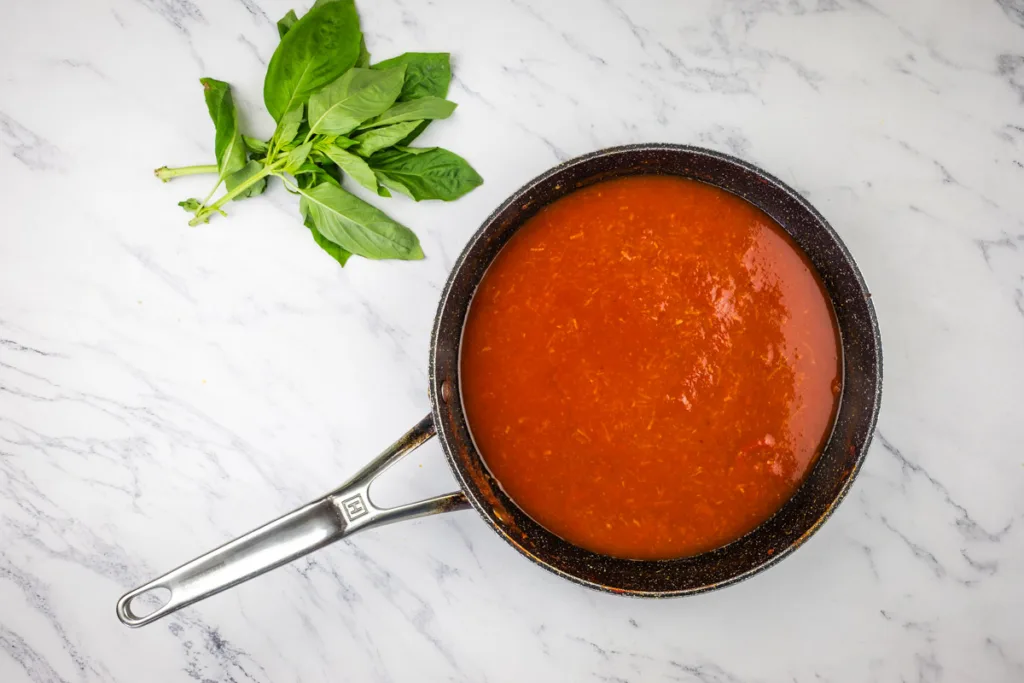 Simmered tomato paste.