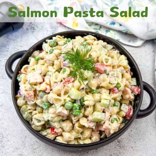 Salmon Pasta Salad on a bowl