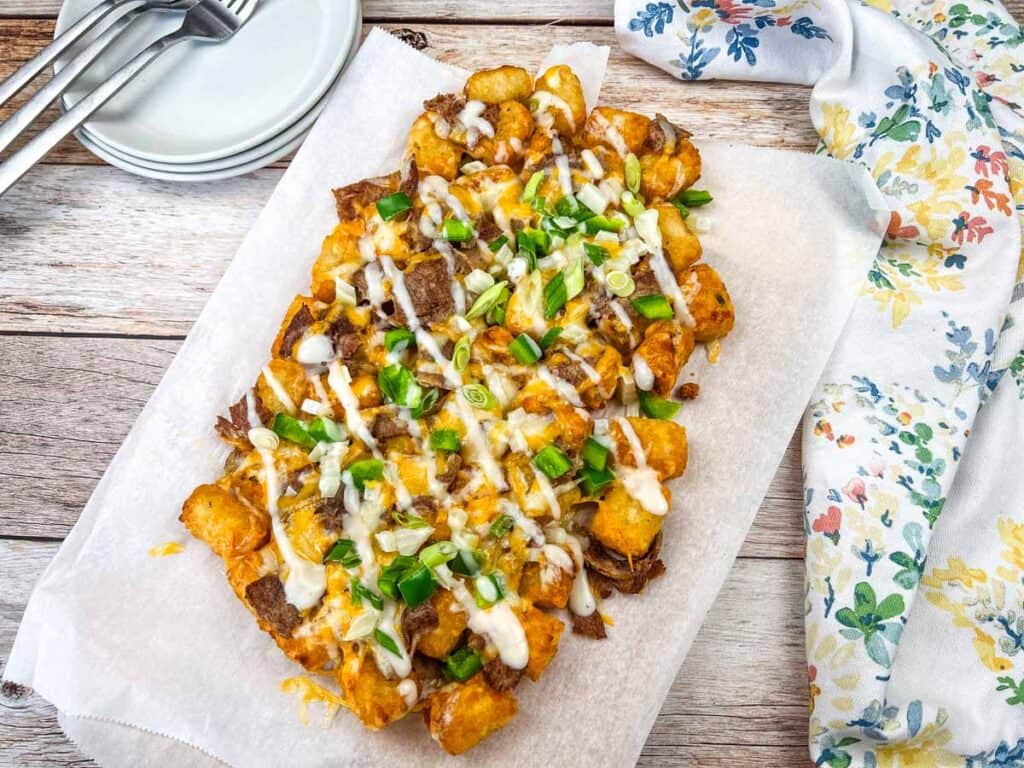 Copycat Domino’s Philly Cheesesteak Loaded Tots.