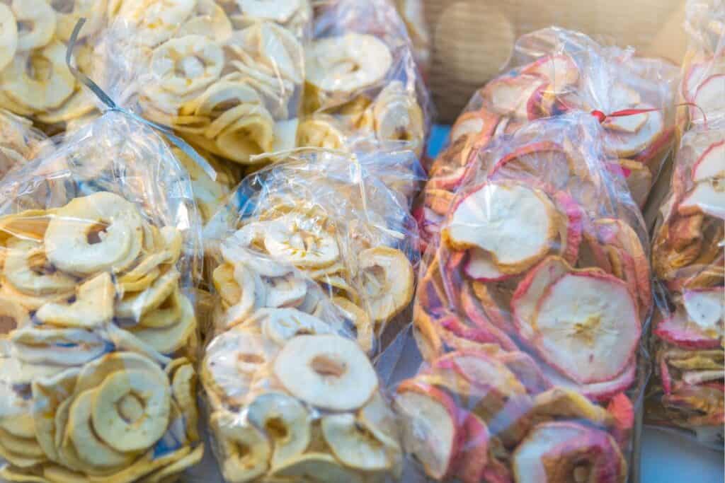 Dried fruits in a vacuum bag.