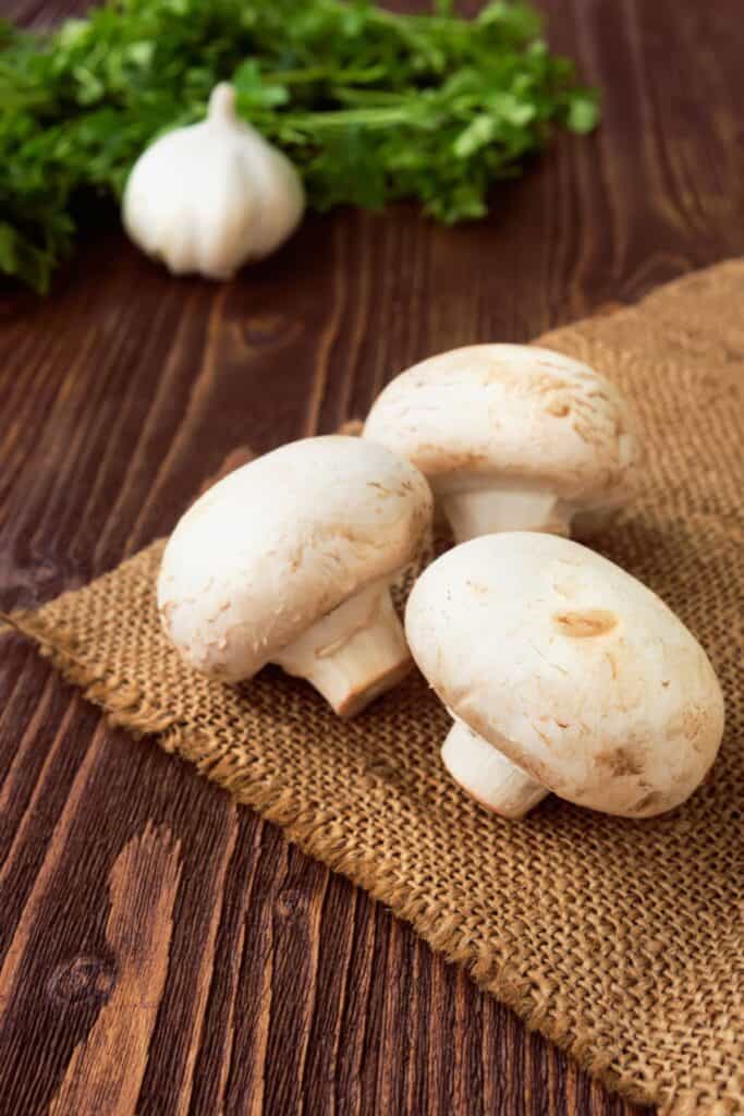 Mushroom on a cutting board.