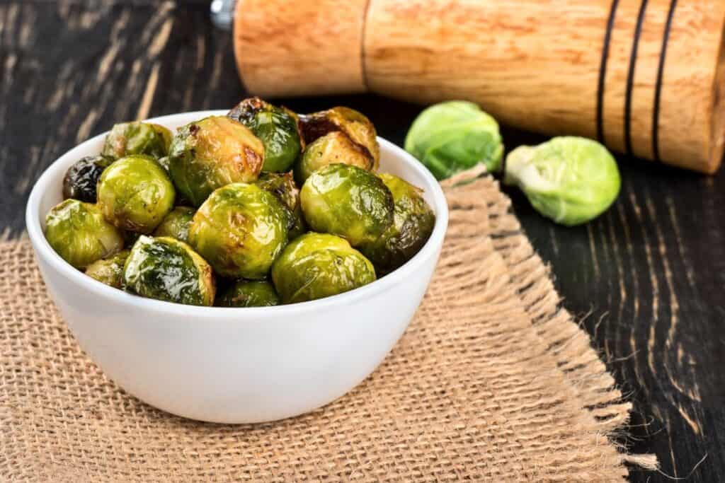 Fried brussel sprouts in a bowl/