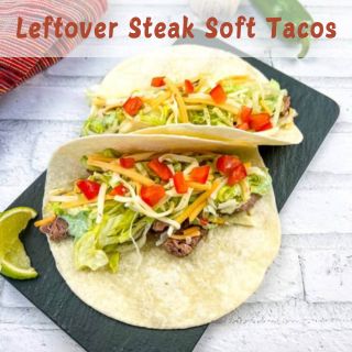 A square image of Leftover Steak Soft Tacos.