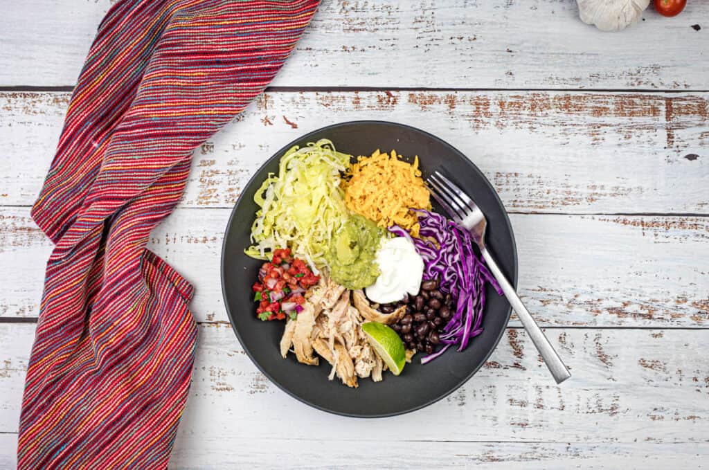 Top-down shot of Taco Bell Cantina Chicken Bowl.