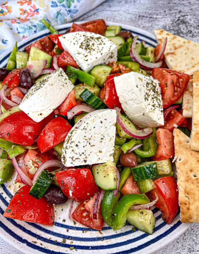 A plate of Horiatiki Salad.