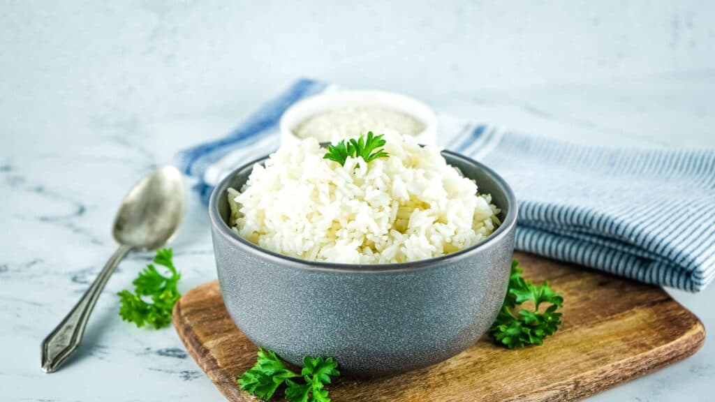 A bowl of rice that was cooked in the instant pot.