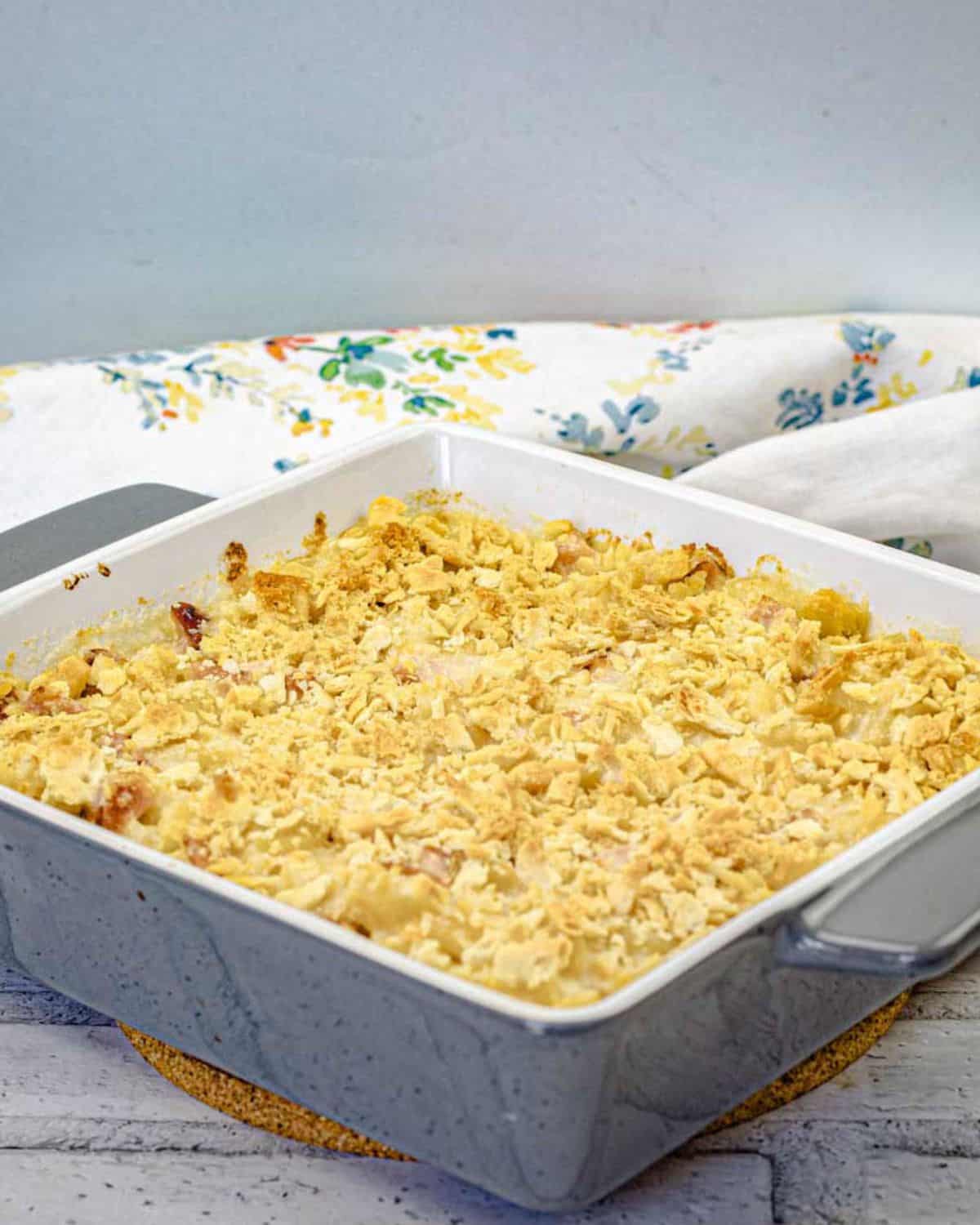 A tray of Old Fashioned Mac & Cheese.