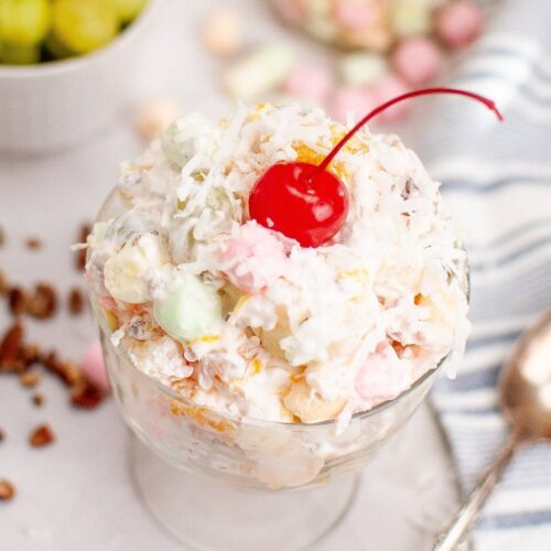 A cup of Ambrosia Salad.