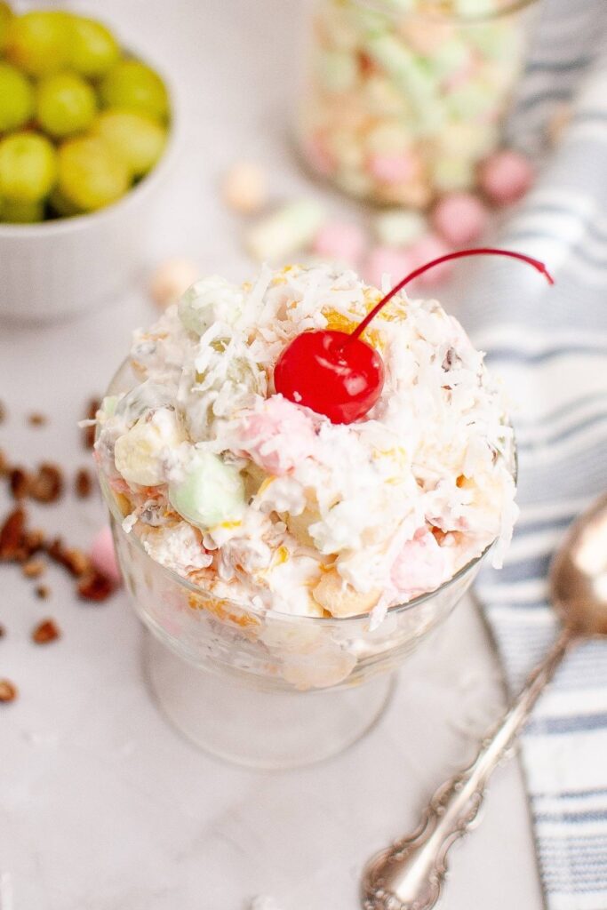 A cup of Ambrosia Salad.