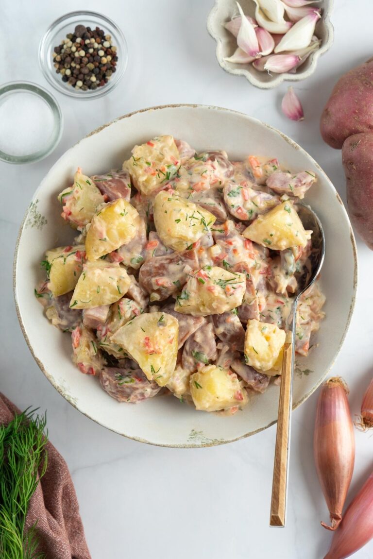 Photo of delicious Creamy Red Potato Salad with Pickle.