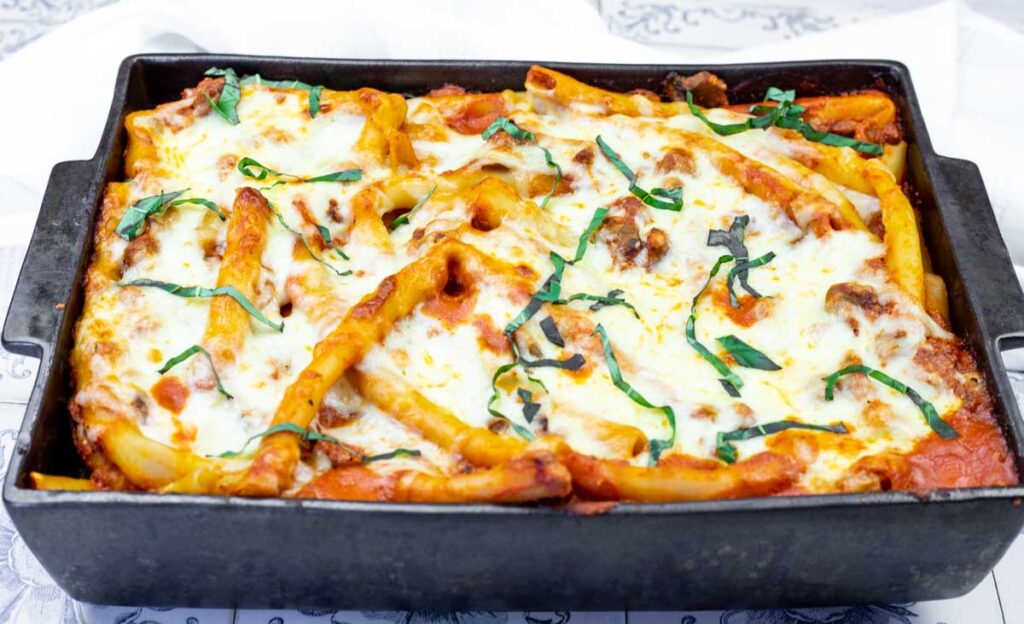 Final dish for Classic Baked Ziti.