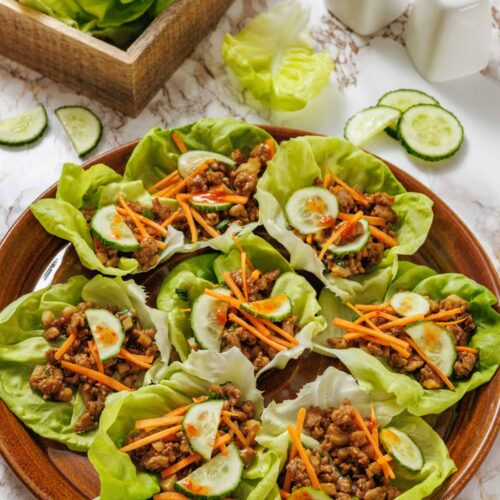 Delicious Chicken Lettuce Cups on a plate.