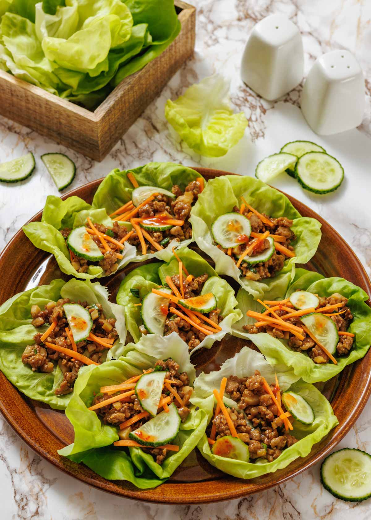 Delicious Chicken Lettuce Cups on a plate.