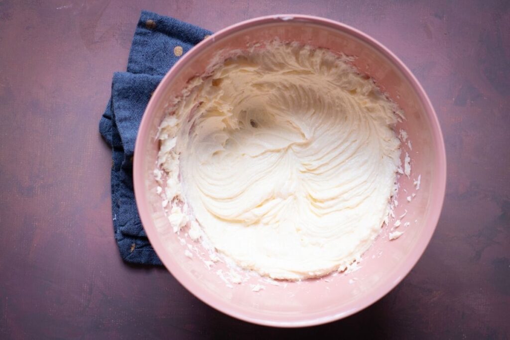 Cream cheese batter in a bowl.